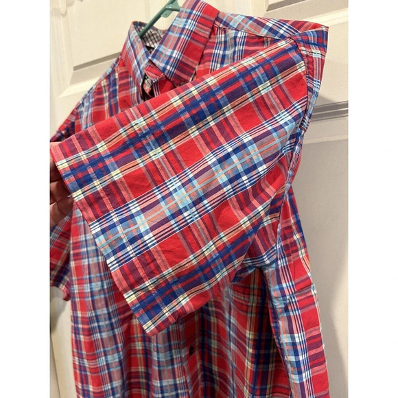 Wrangler George Strait Blue Red Button Down Shirt Size Size Medium - Picture 5 of 6